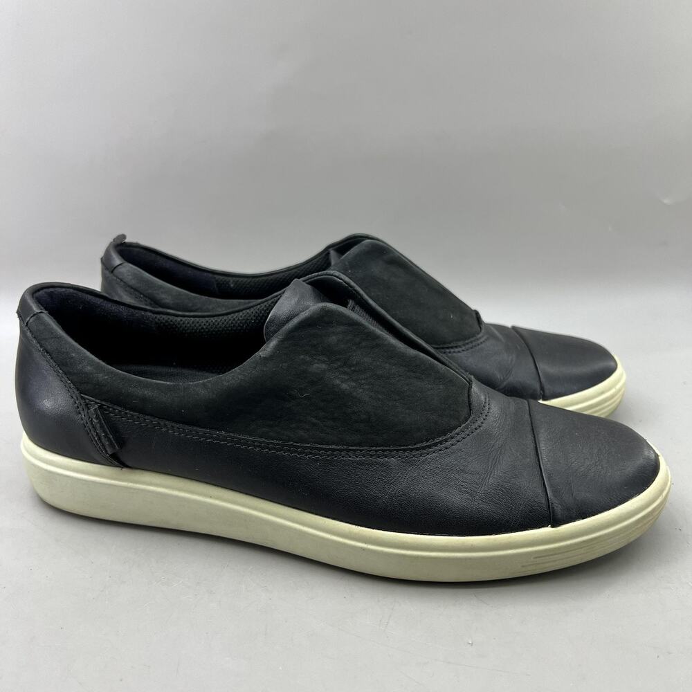 Ecco Soft 7 Slip On II Shoes Women Size 9 US, 40 EU Black Leather Low Sneakers
